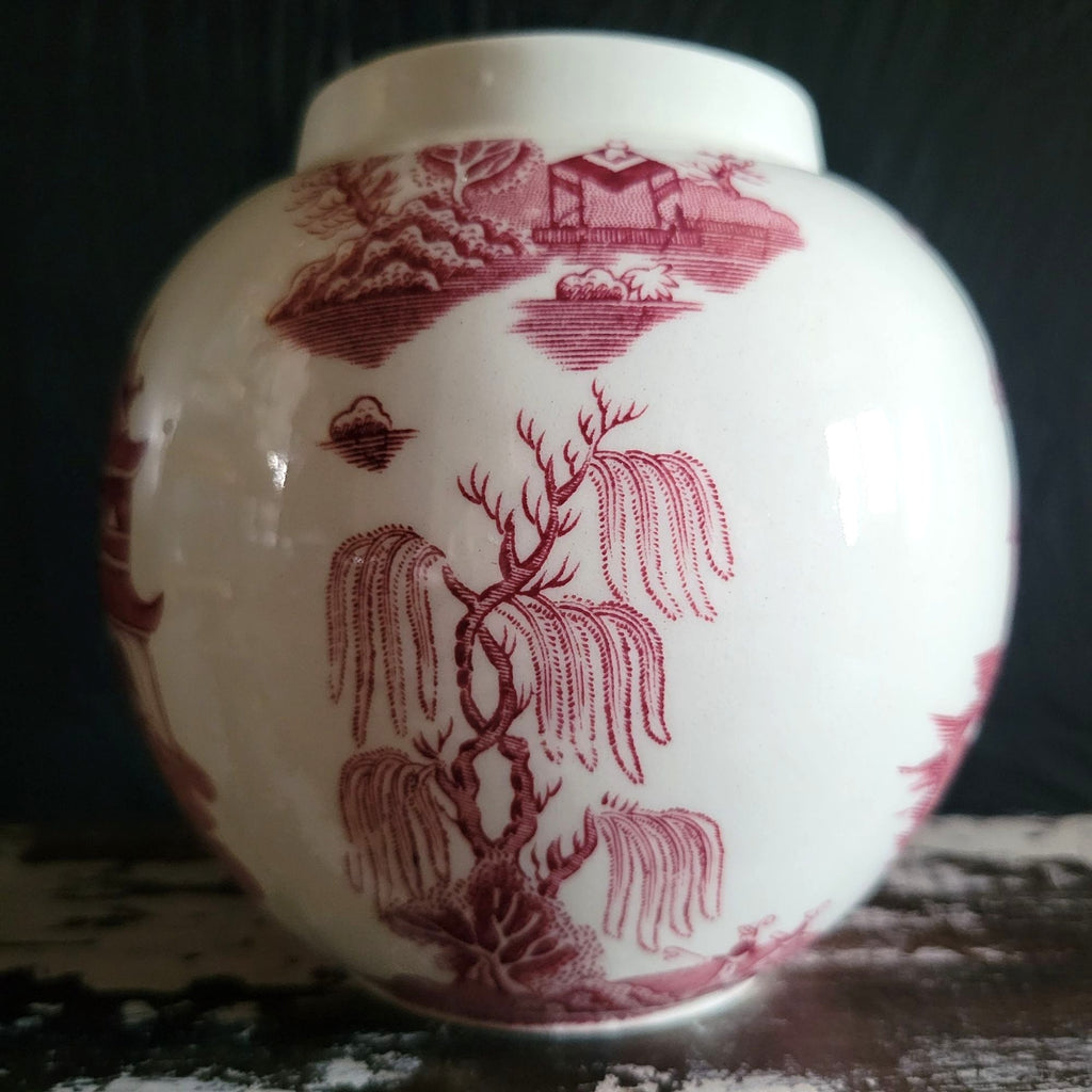Vintage Masons Ironstone Ginger Jar Red Willow Pattern Chinoiserie *No Lid