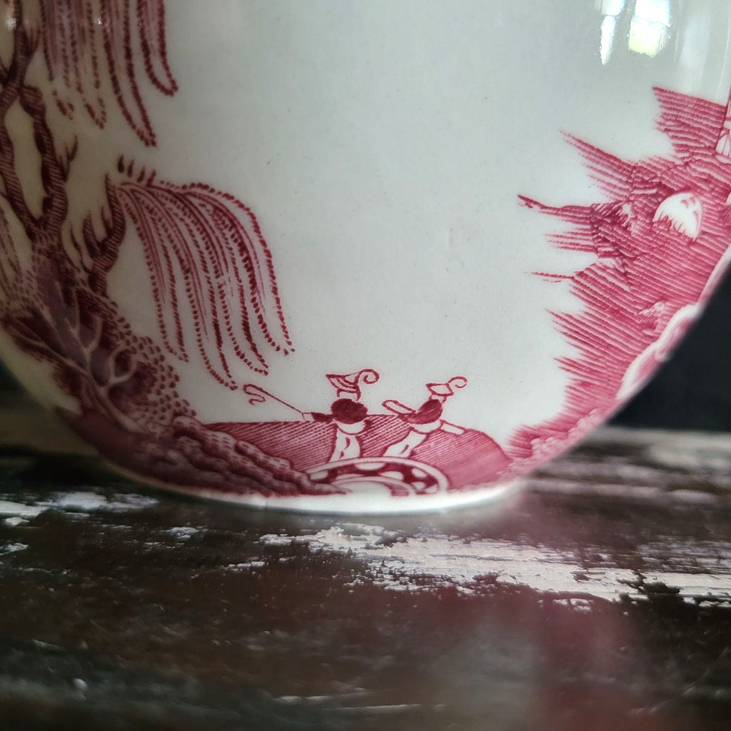Vintage Masons Ironstone Ginger Jar Red Willow Pattern Chinoiserie *No Lid
