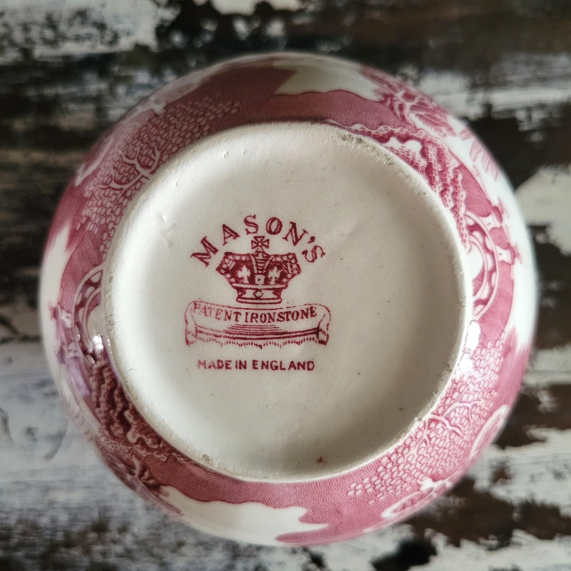 Vintage Masons Ironstone Ginger Jar Red Willow Pattern Chinoiserie *No Lid