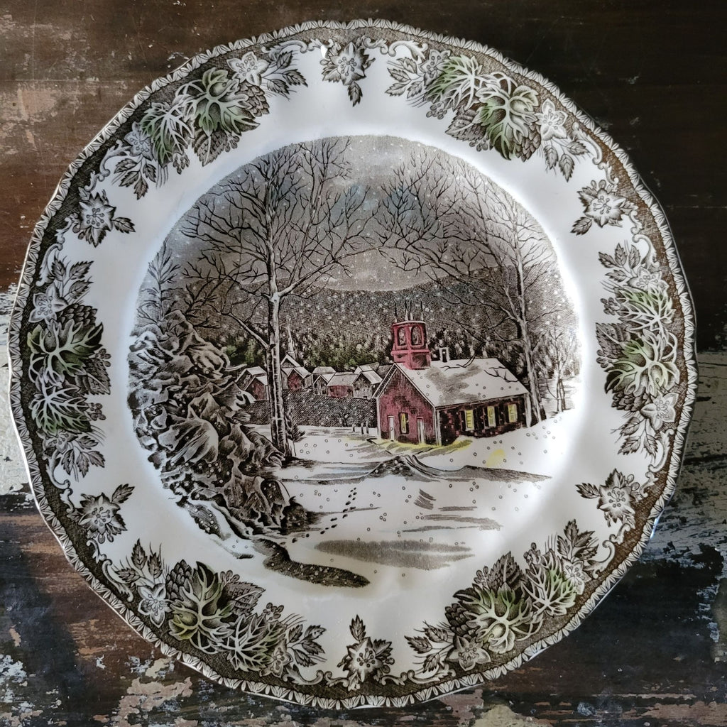 Vintage Johnson Brothers The Friendly Village Dinner Plate "The Schoolhouse" Scene