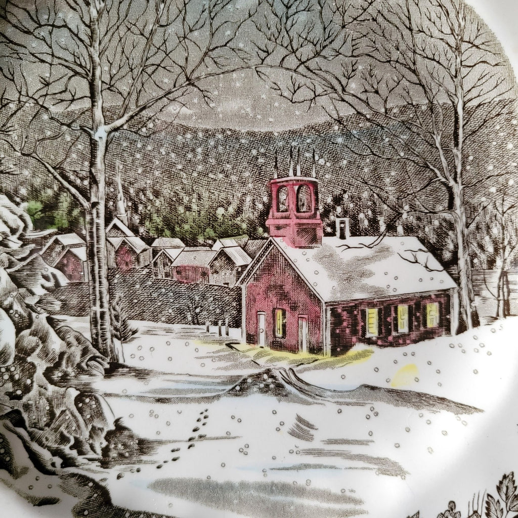 Vintage Johnson Brothers The Friendly Village Dinner Plate "The Schoolhouse" Scene