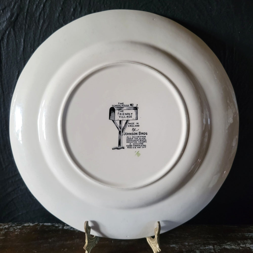 Vintage Johnson Brothers The Friendly Village Dinner Plate "The Schoolhouse" Scene