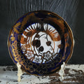 Vintage Cobalt Blue and Gold Porcelain Saucer With Floral Pattern