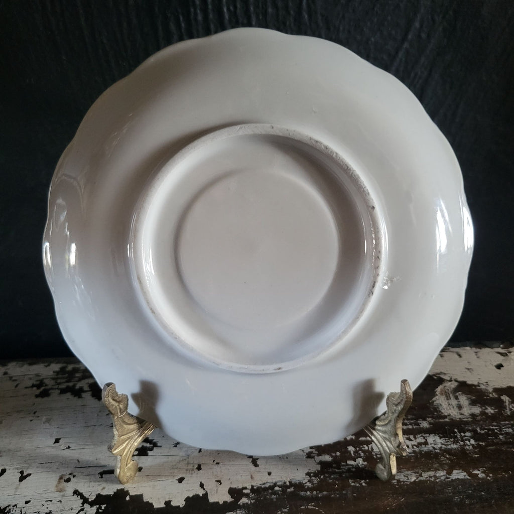 Vintage Cobalt Blue and Gold Porcelain Saucer With Floral Pattern