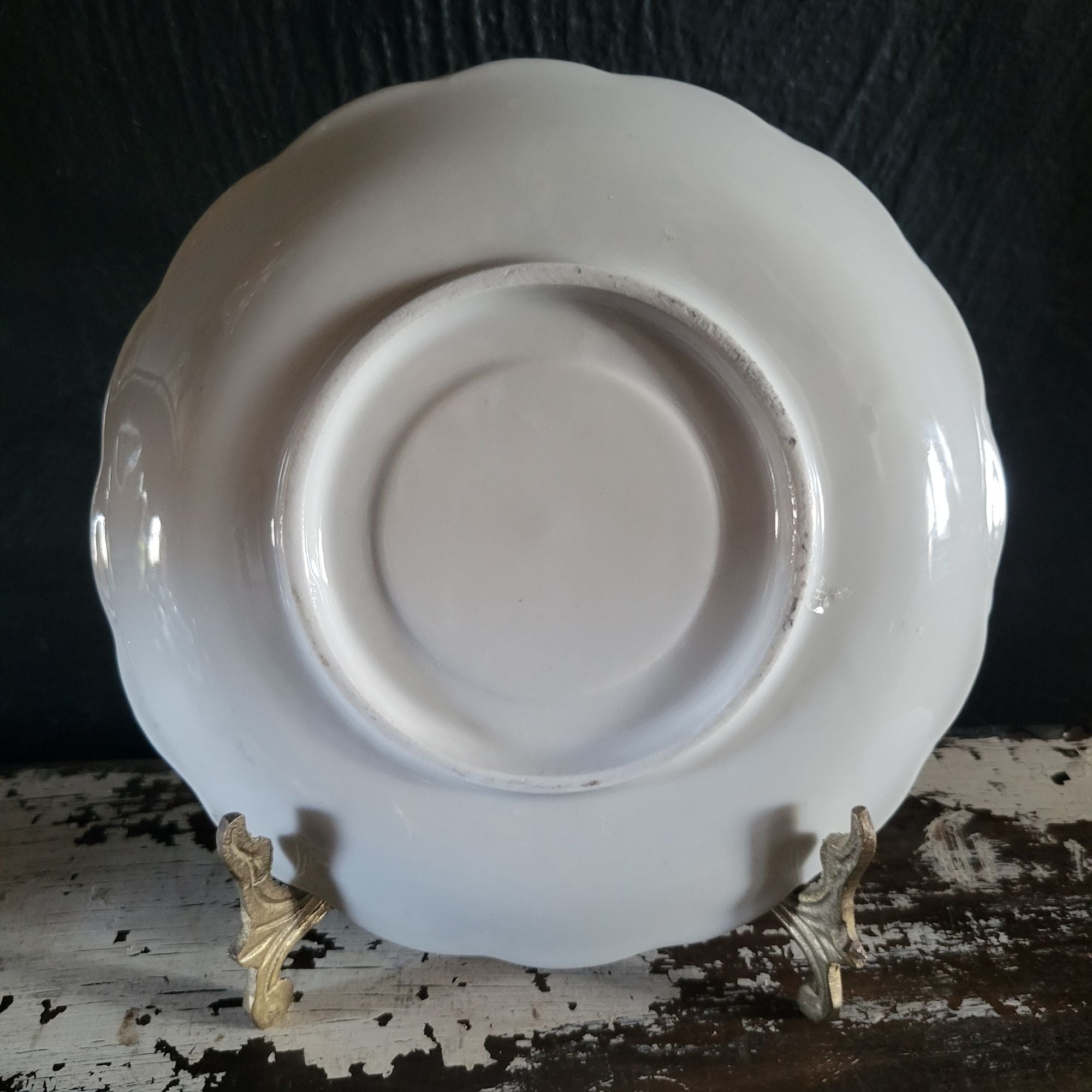 Vintage Cobalt Blue and Gold Porcelain Saucer With Floral Pattern