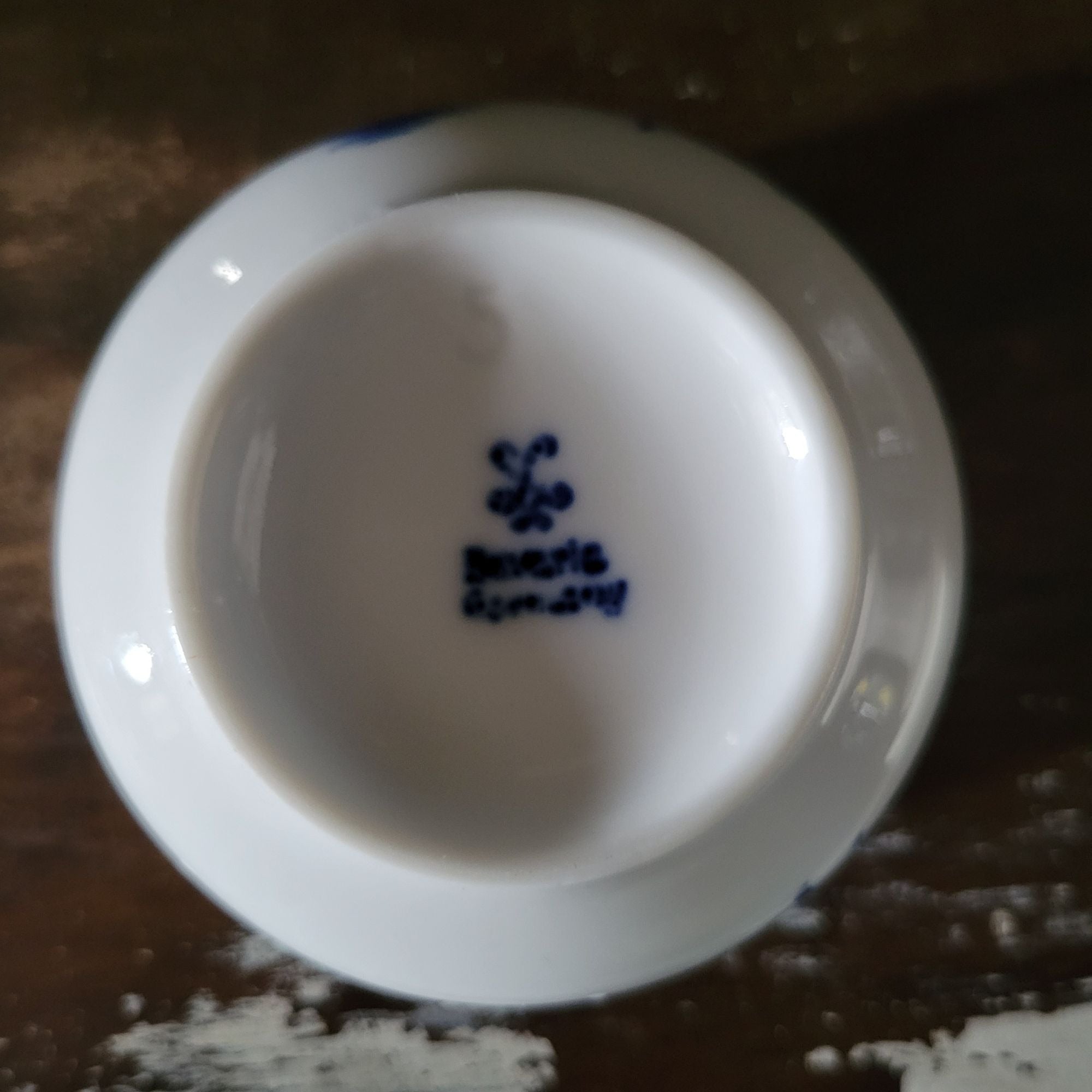 Small Antique Oscar Schaller Winterling Bavaria Blue Onion Porcelain Bowl