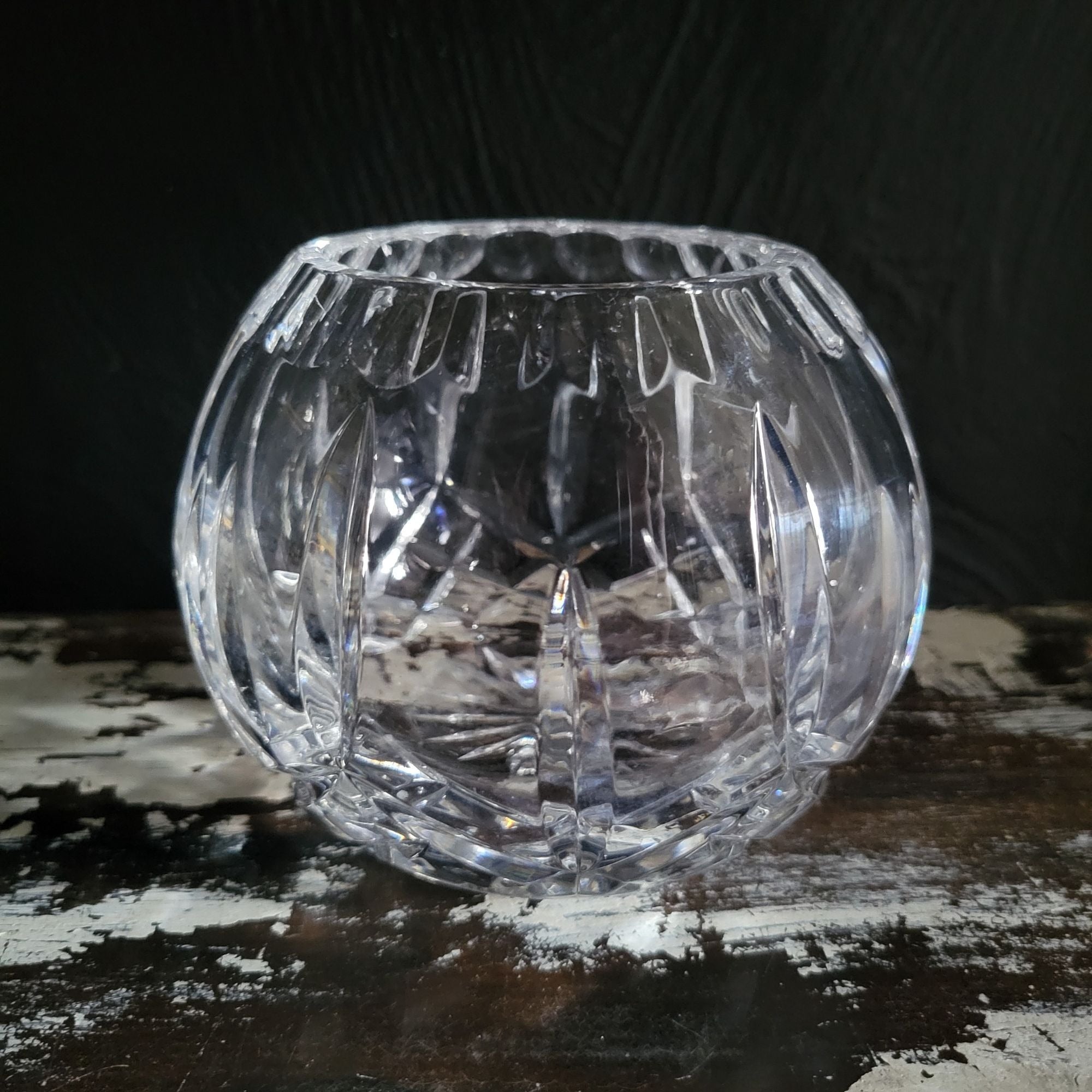 Vintage Crystal Rose Bowl, Round Crystal Vase, Grandmillennial, Hostess Gift