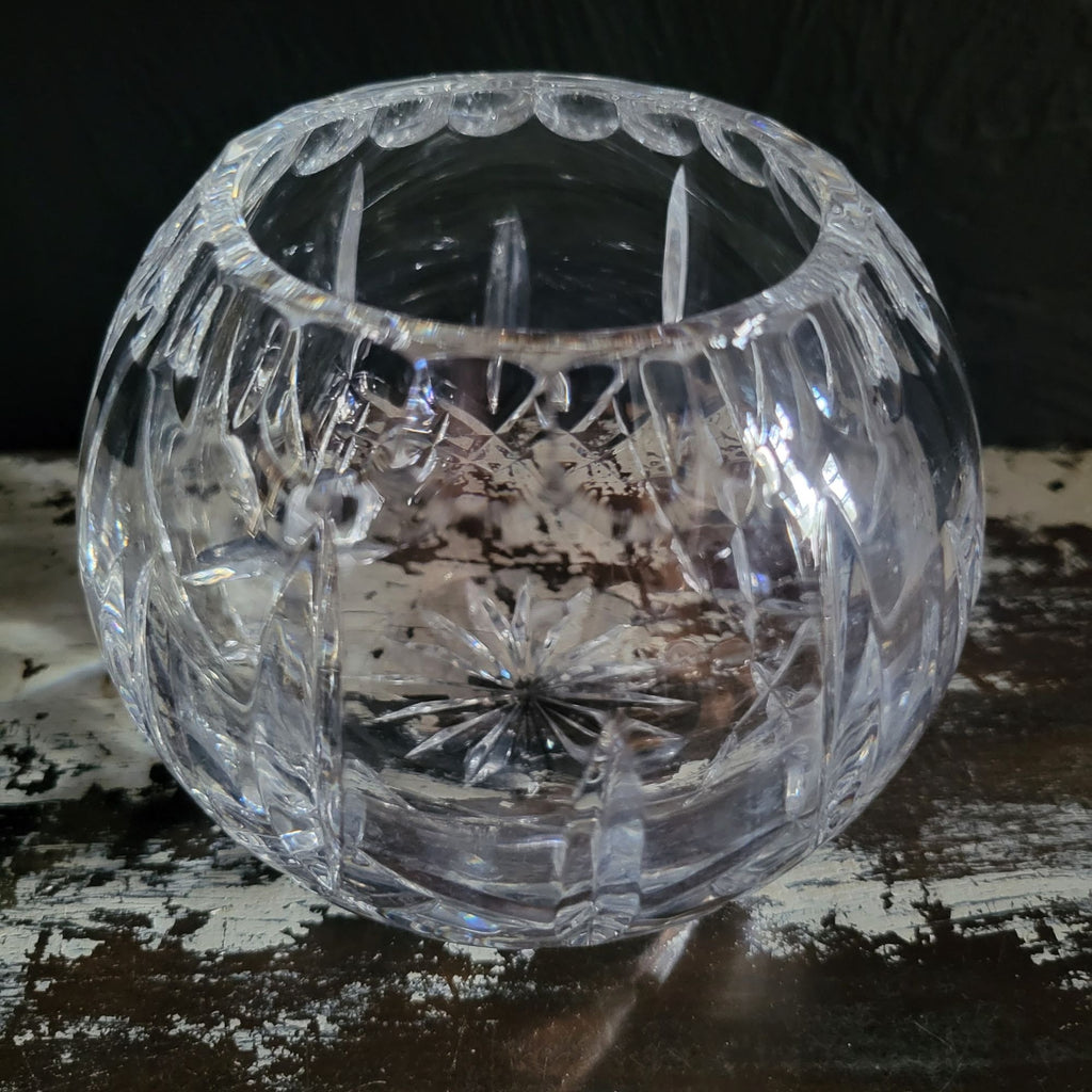 Vintage Crystal Rose Bowl, Round Crystal Vase, Grandmillennial, Hostess Gift