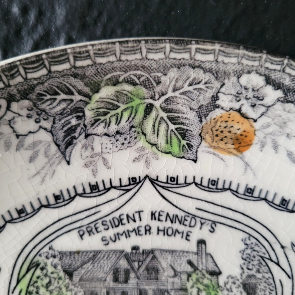 Vtg Cape Cod Massachusetts Souvenir Decorative Plate With Landmarks and Map