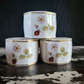 Vtg Wedgwood Wild Strawberry Bone China Napkin Rings Set Of 3 Made In England