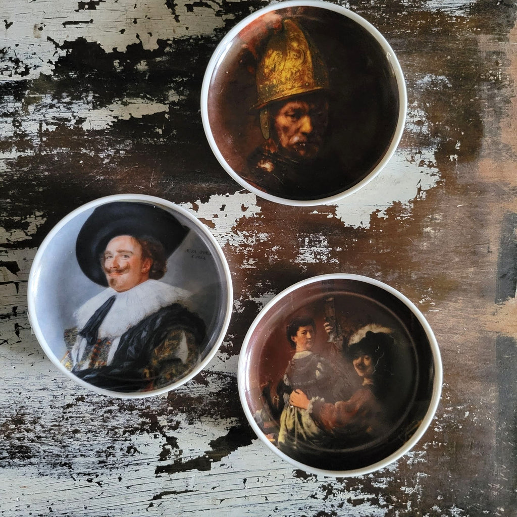 AK Kaiser Germany Set Of 3 Porcelain Wall Plate Coasters With Artistic Portraits