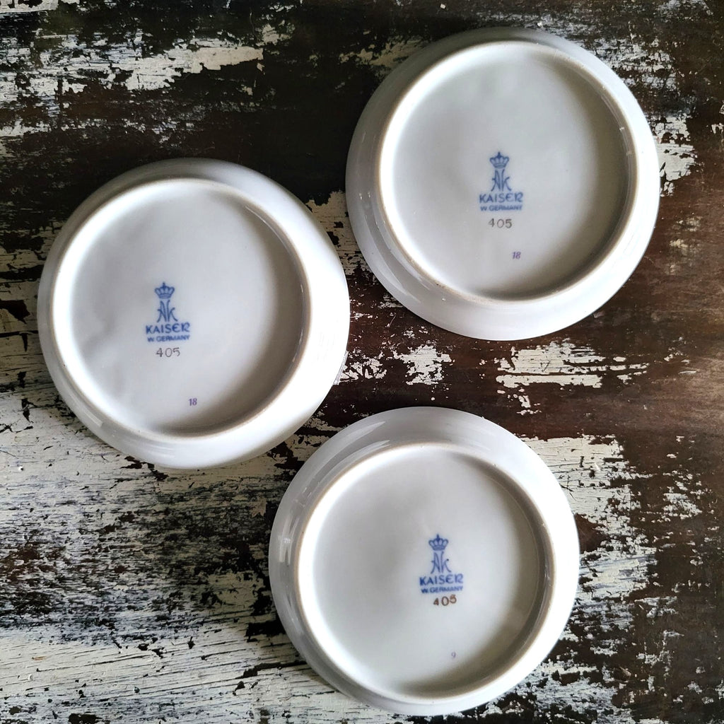 AK Kaiser Germany Set Of 3 Porcelain Wall Plate Coasters With Artistic Portraits
