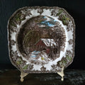 Johnson Bro Friendly Village Square Salad Plate "The Covered Bridge" Blue Stamp
