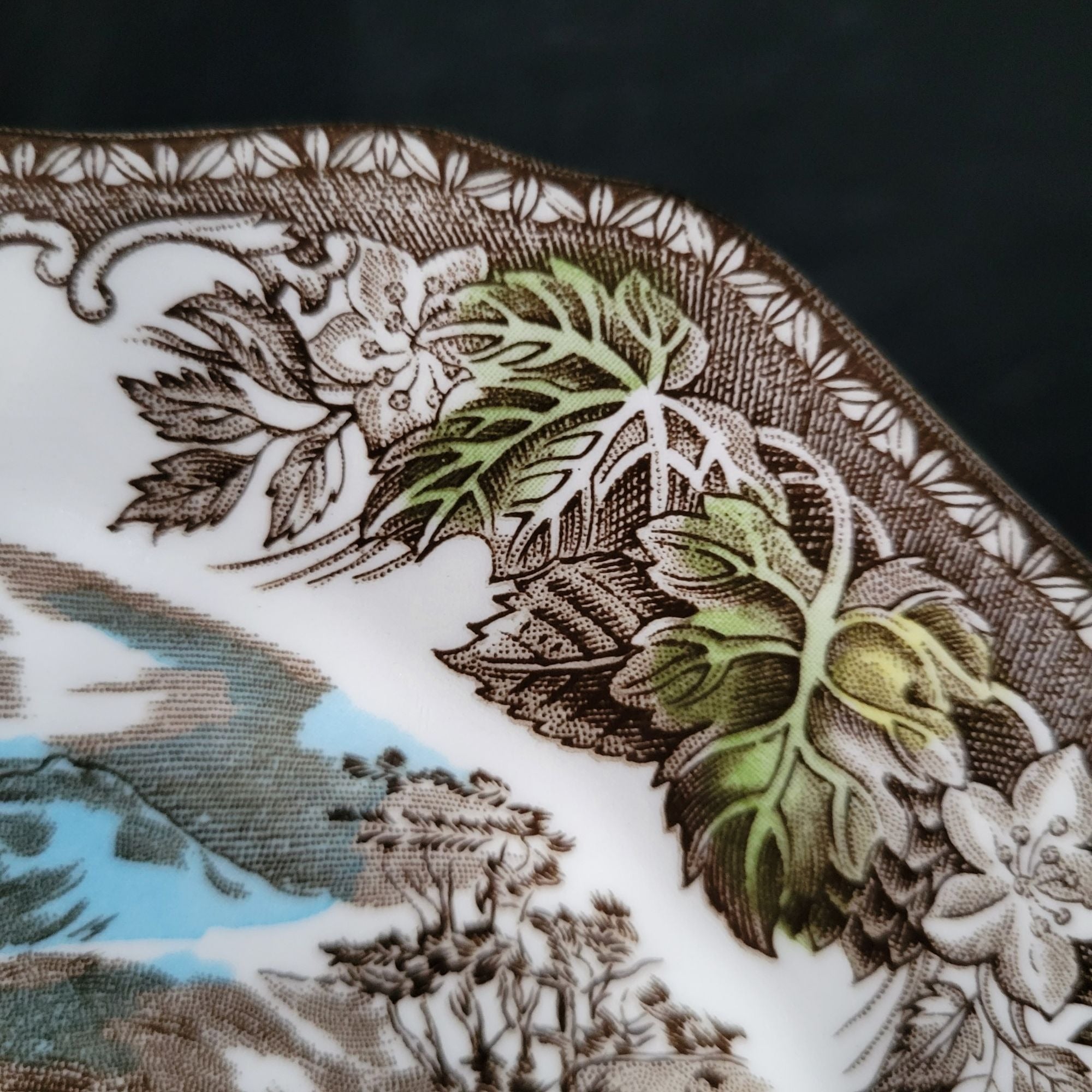 Johnson Bro Friendly Village Square Salad Plate "The Covered Bridge" Blue Stamp