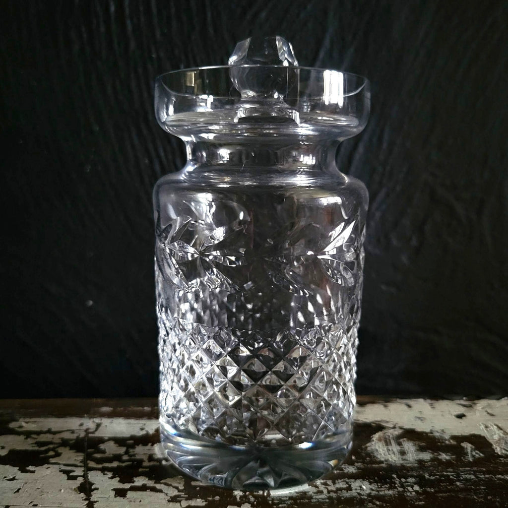Vintage Galway Crystal Jam/ Jelly / Condiment Jar With Lid and Silverplate Spoon