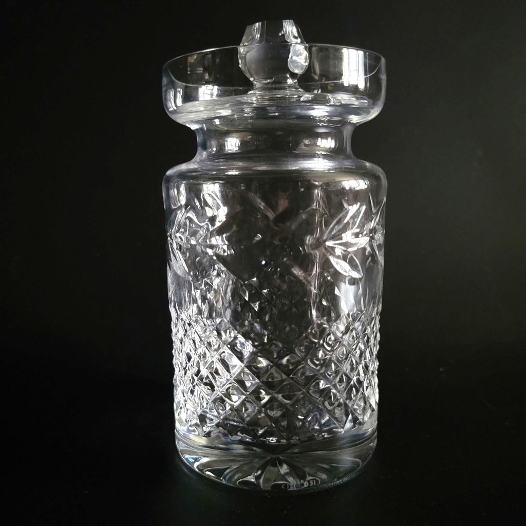 Vintage Galway Crystal Jam/ Jelly / Condiment Jar With Lid and Silverplate Spoon