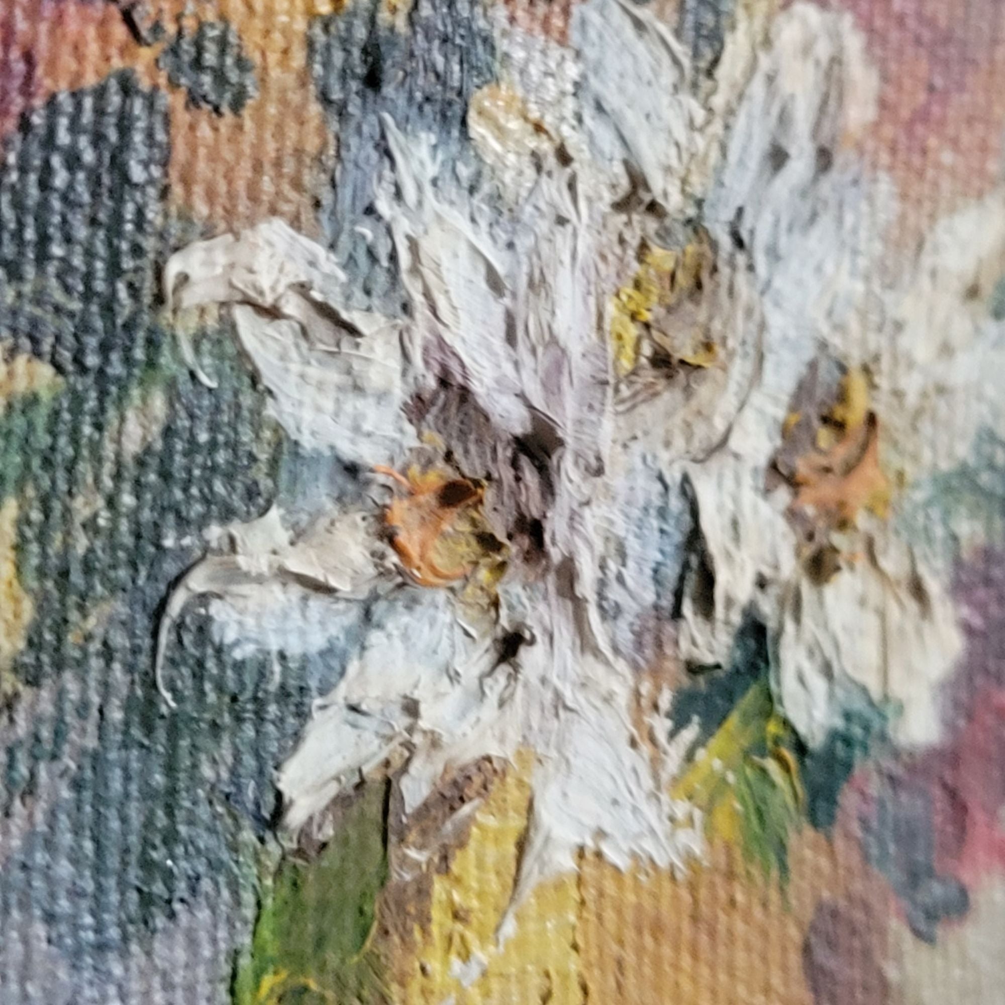 Vintage Framed Oil Painting Of Floral Still Life Signed J. Rodriguez 7" x 9"