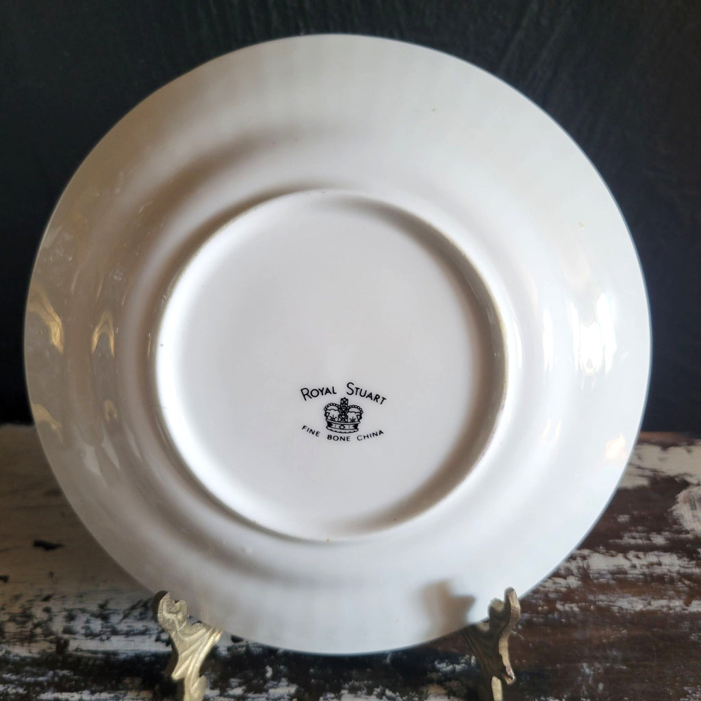 Vtg Royal Stuart Bread Plate Shamrock Clover Design Gold Trim St. Patricks Day