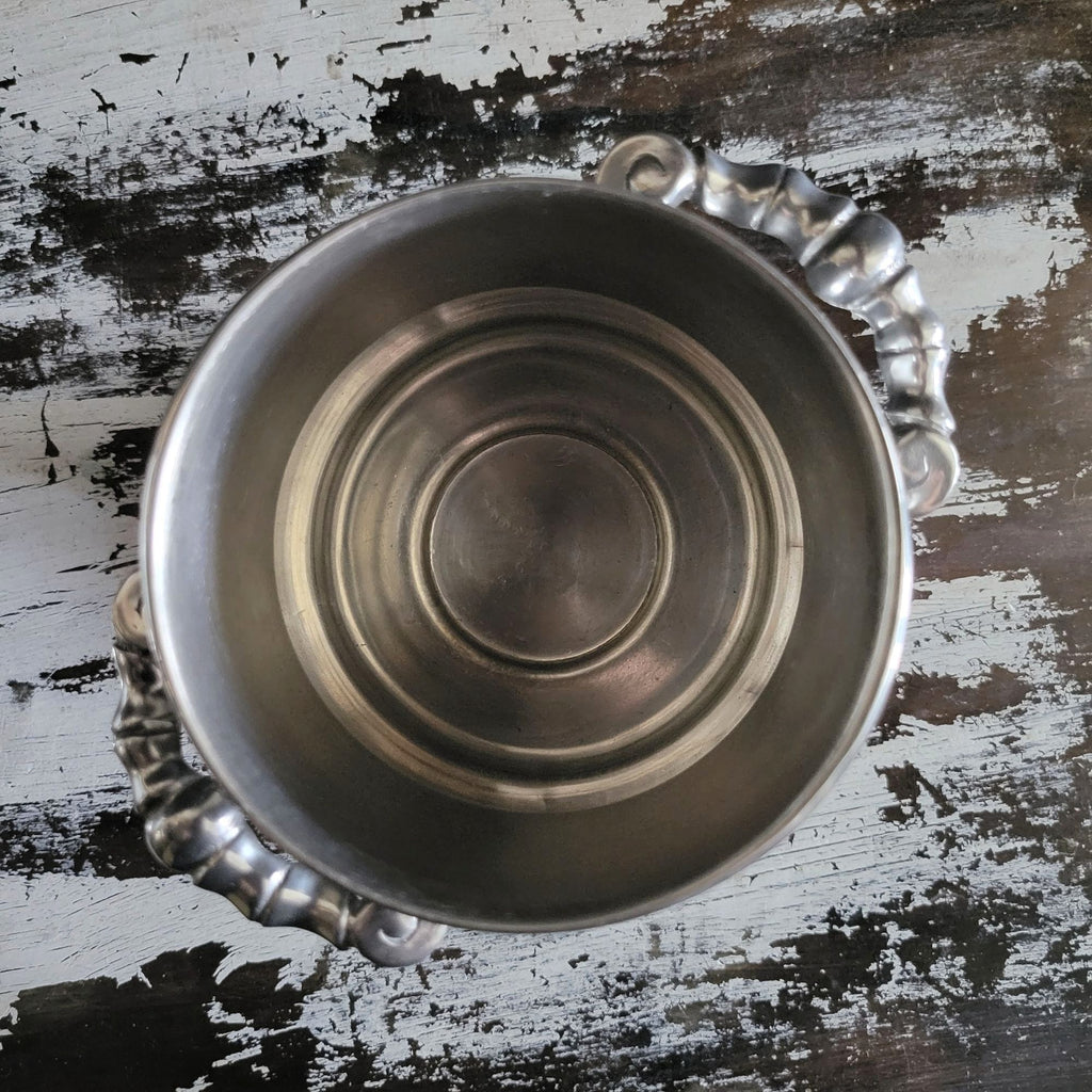 Vtg Peltro Pewter Canister With Acorn Finial and Double Handles Made in Italy