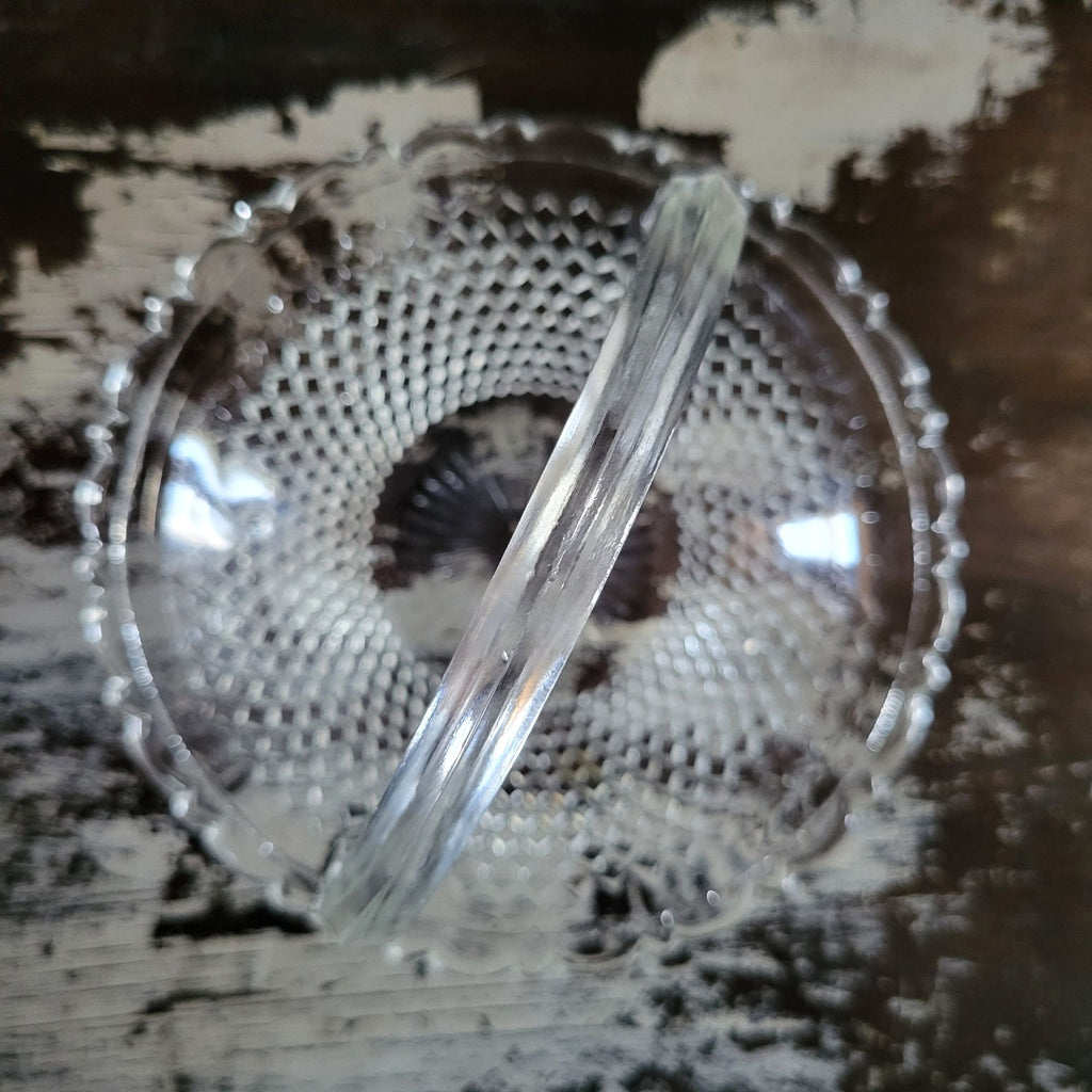 Small Vtg Westmoreland English Hobnail Basket Clear Cut Glass, Easter Candy Dish