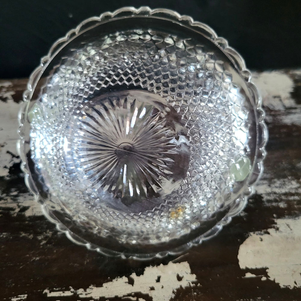 Small Vtg Westmoreland English Hobnail Basket Clear Cut Glass, Easter Candy Dish