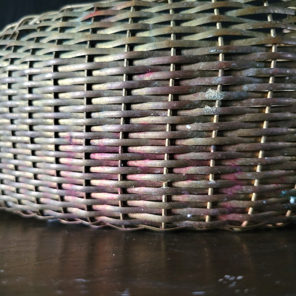 Vintage Woven Brass Duck Basket 11" Long Unique Basket