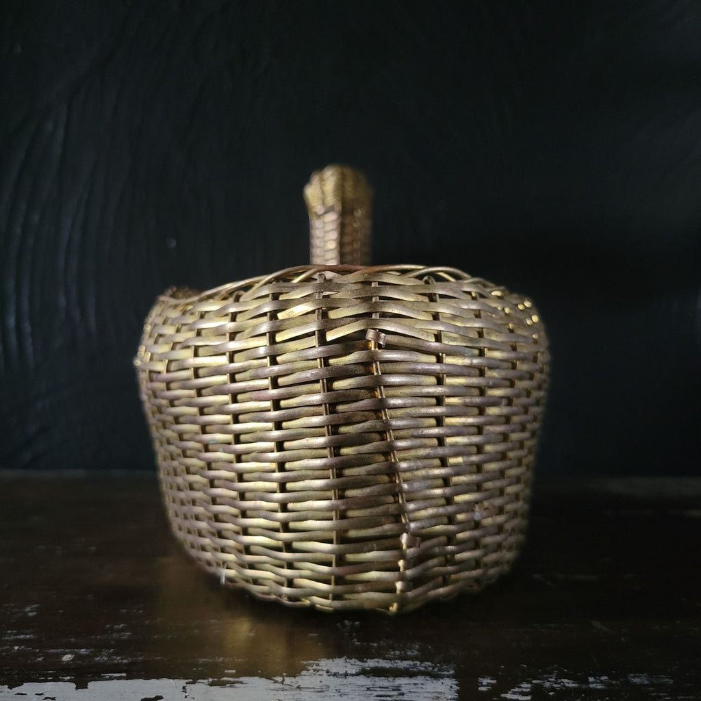 Vintage Woven Brass Duck Basket 11" Long Unique Basket