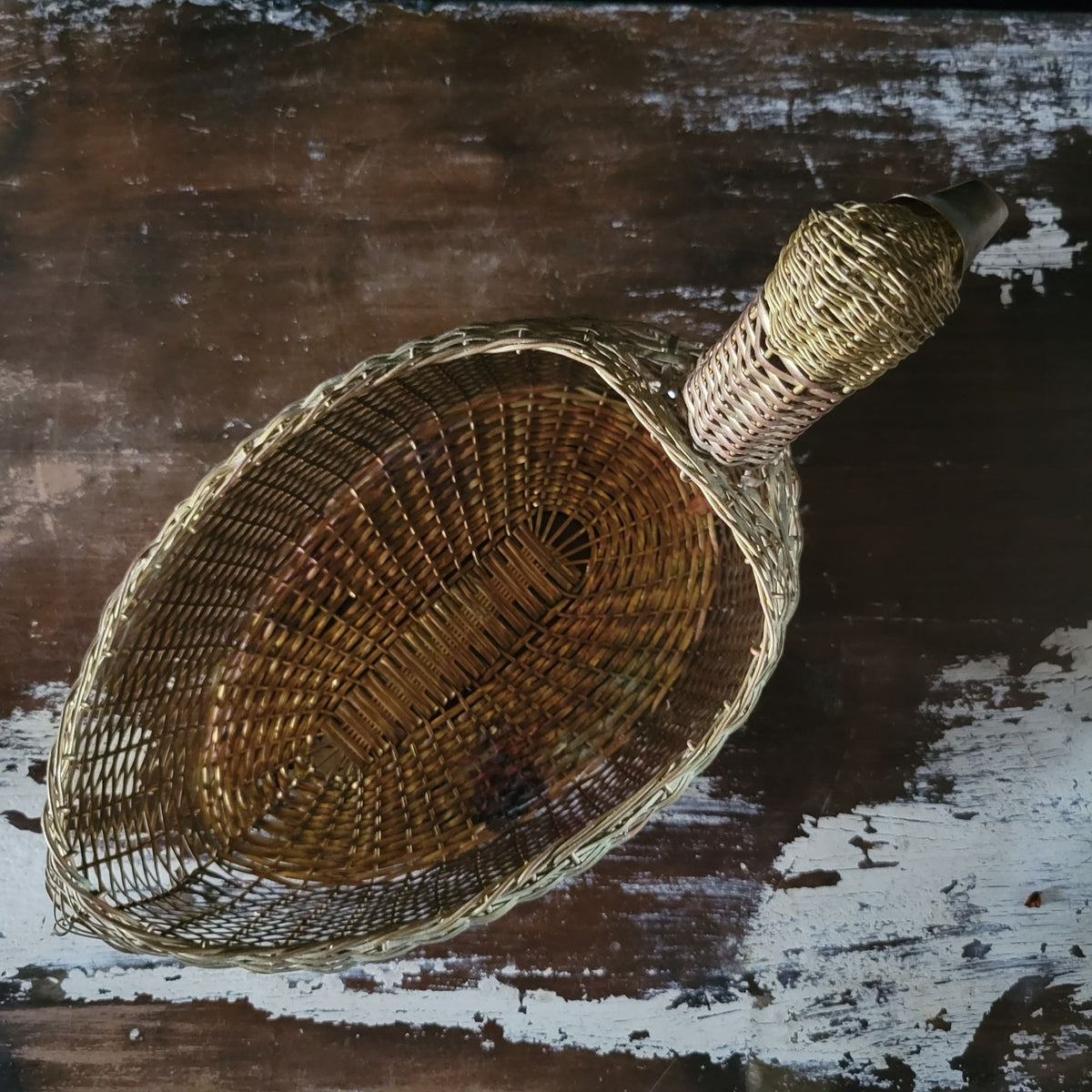 Vintage Woven Brass Duck Basket 11" Long Unique Basket