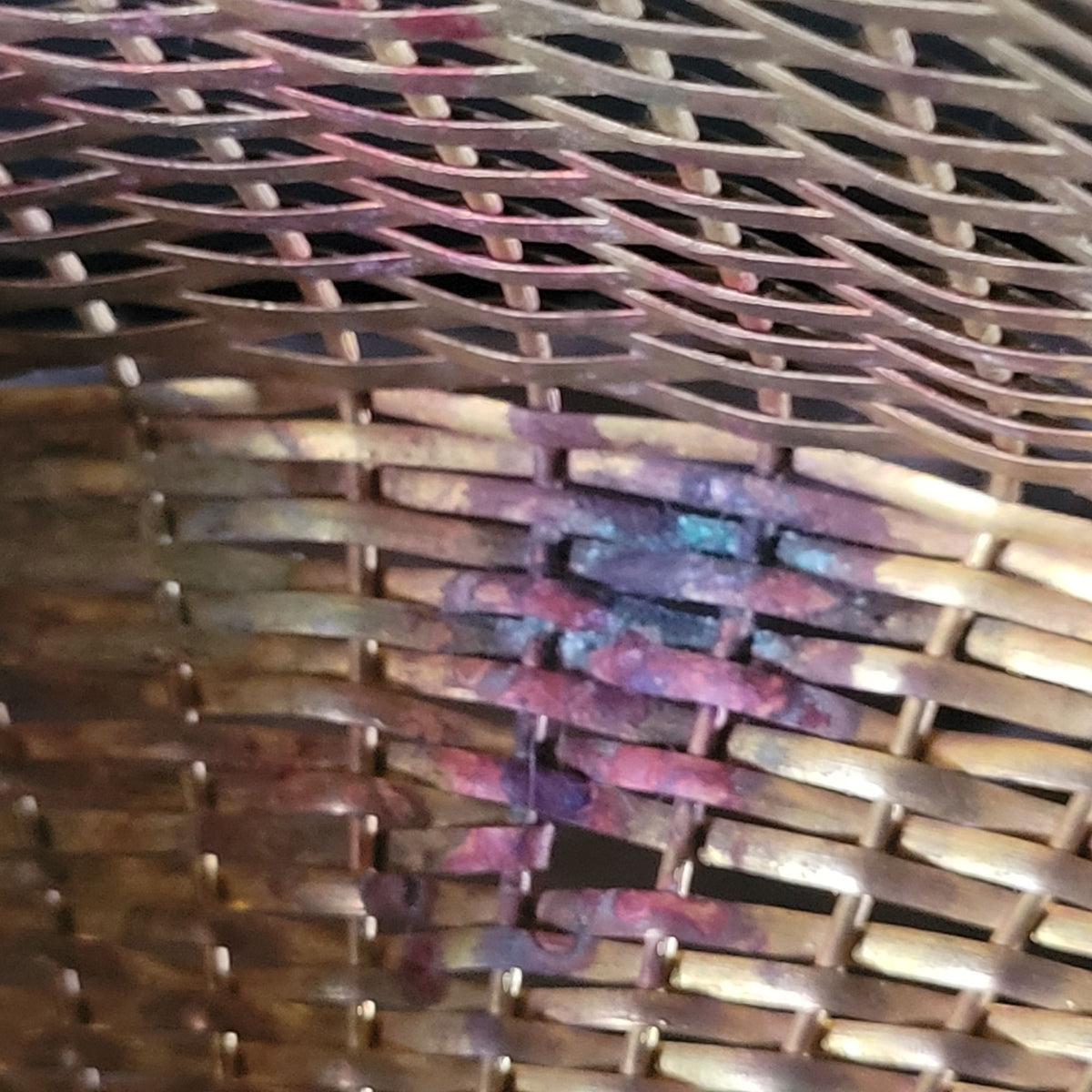 Vintage Woven Brass Duck Basket 11" Long Unique Basket