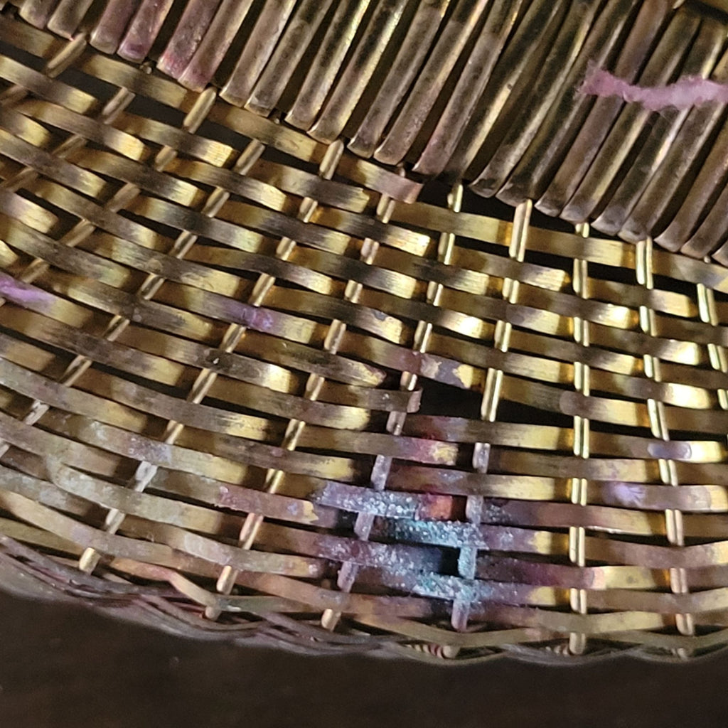 Vintage Woven Brass Duck Basket 11" Long Unique Basket