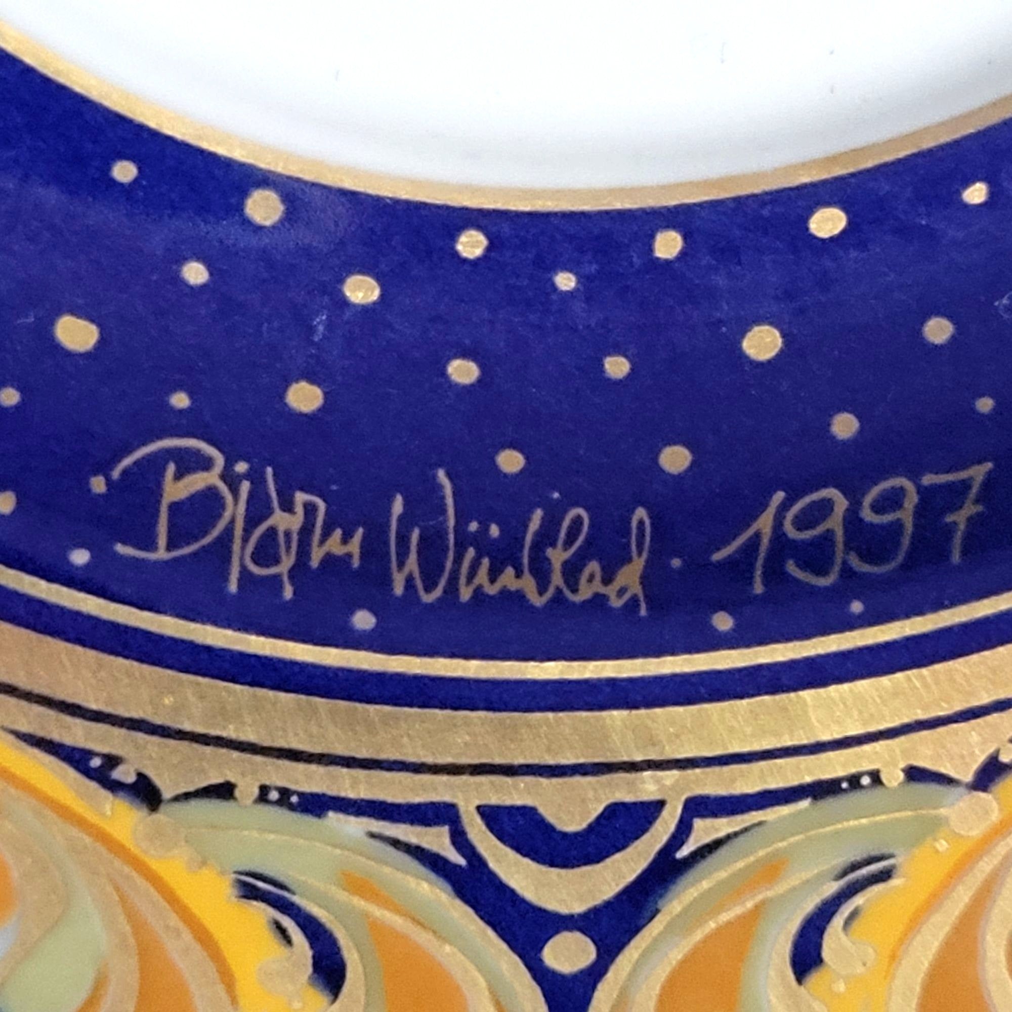 Bjorn Wiinblad Rosenthal Studio Line Christmas Saucer Cobalt Gold 1997