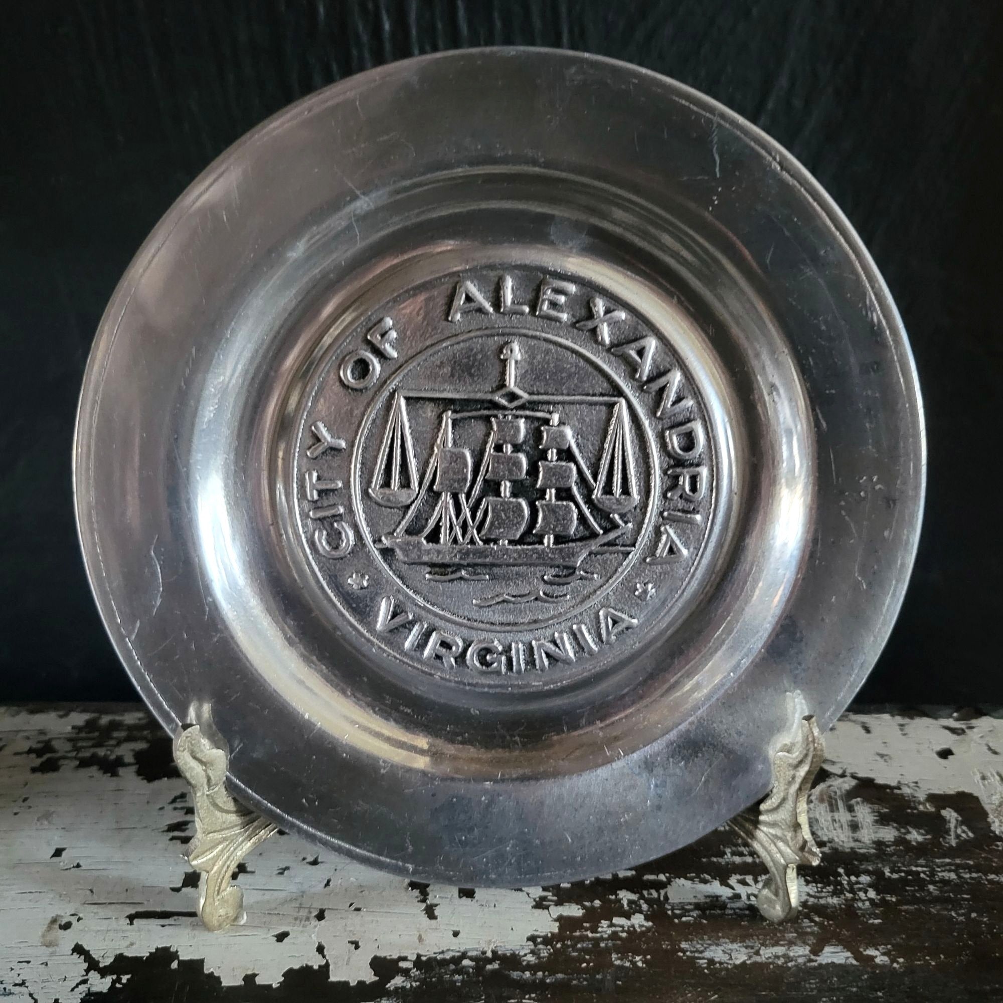 City Of Alexandria Virginia Seal Pewter Trinket Dish Vintage RWP Wilton Armatale