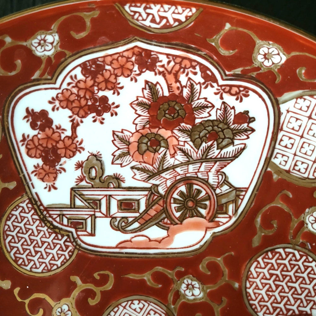 Vintage Gold Imari Hand-Painted Porcelain Plate 10" With Red & Gold Floral Motif
