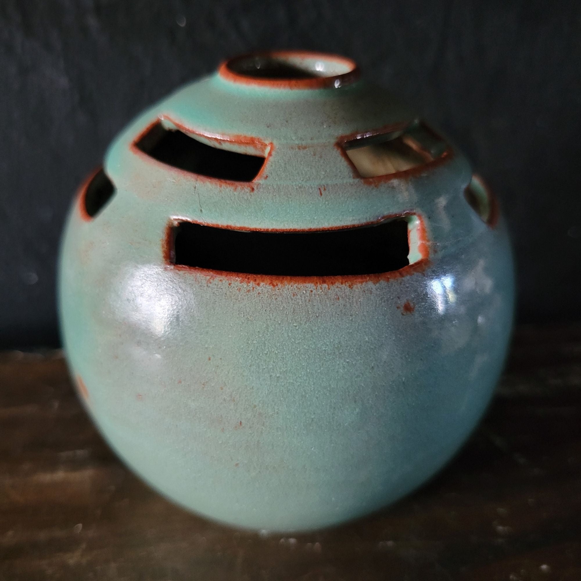 Job Negeim Green Glazed Cape Cod Studio Art Pottery Vase 3.75" Signed *Read
