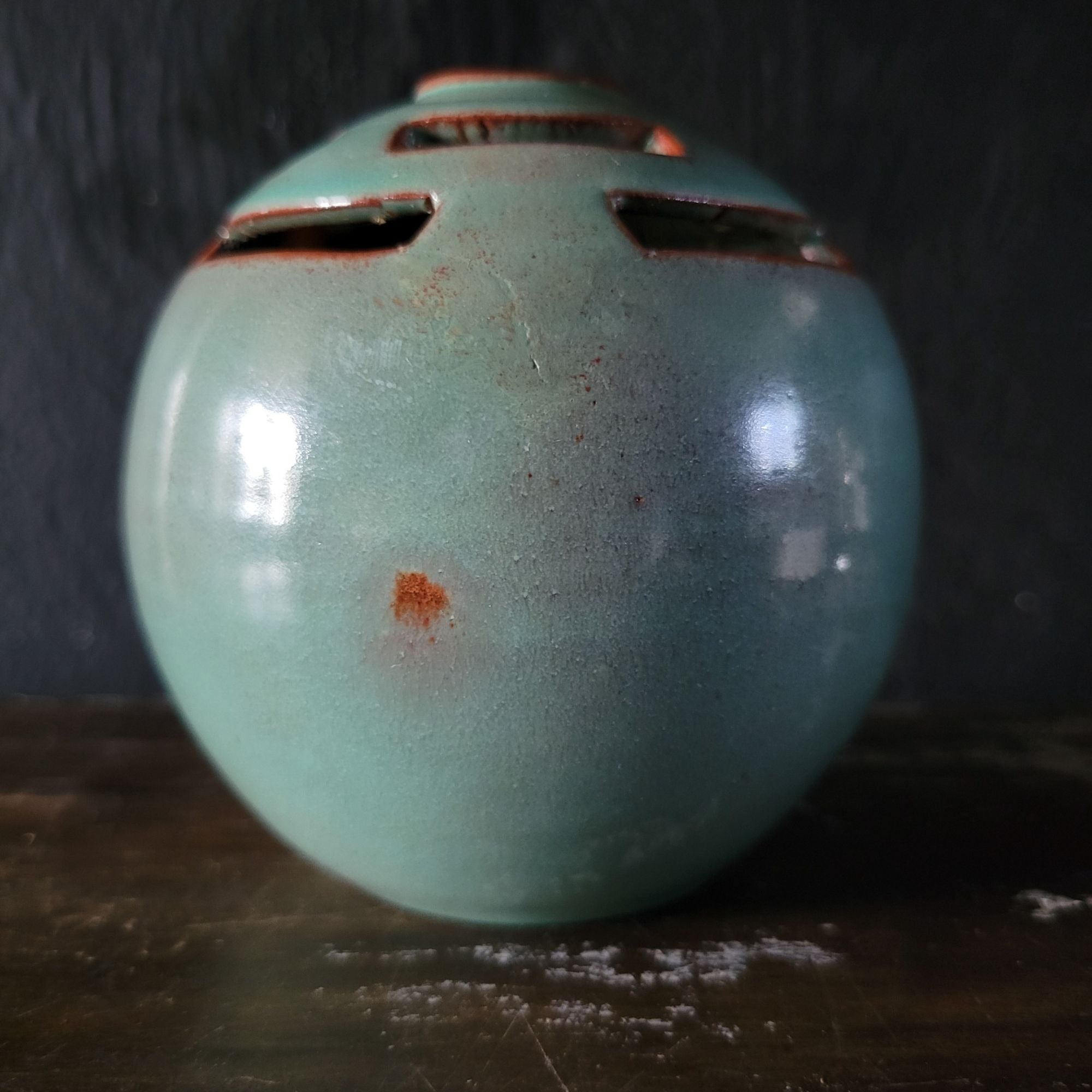 Job Negeim Green Glazed Cape Cod Studio Art Pottery Vase 3.75" Signed *Read