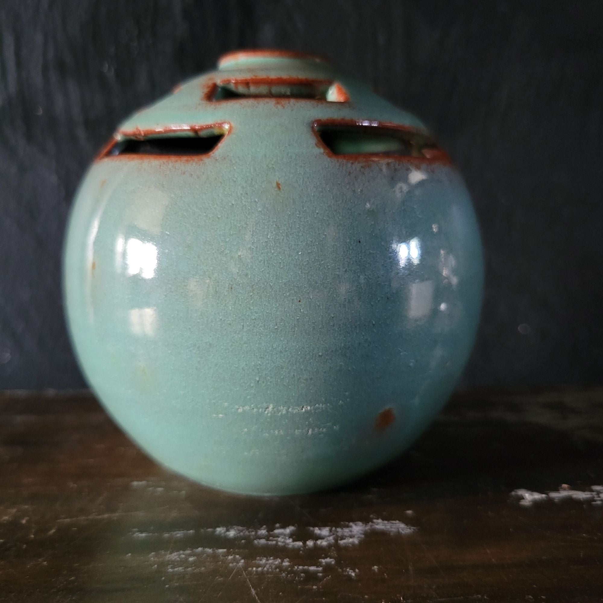 Job Negeim Green Glazed Cape Cod Studio Art Pottery Vase 3.75" Signed *Read