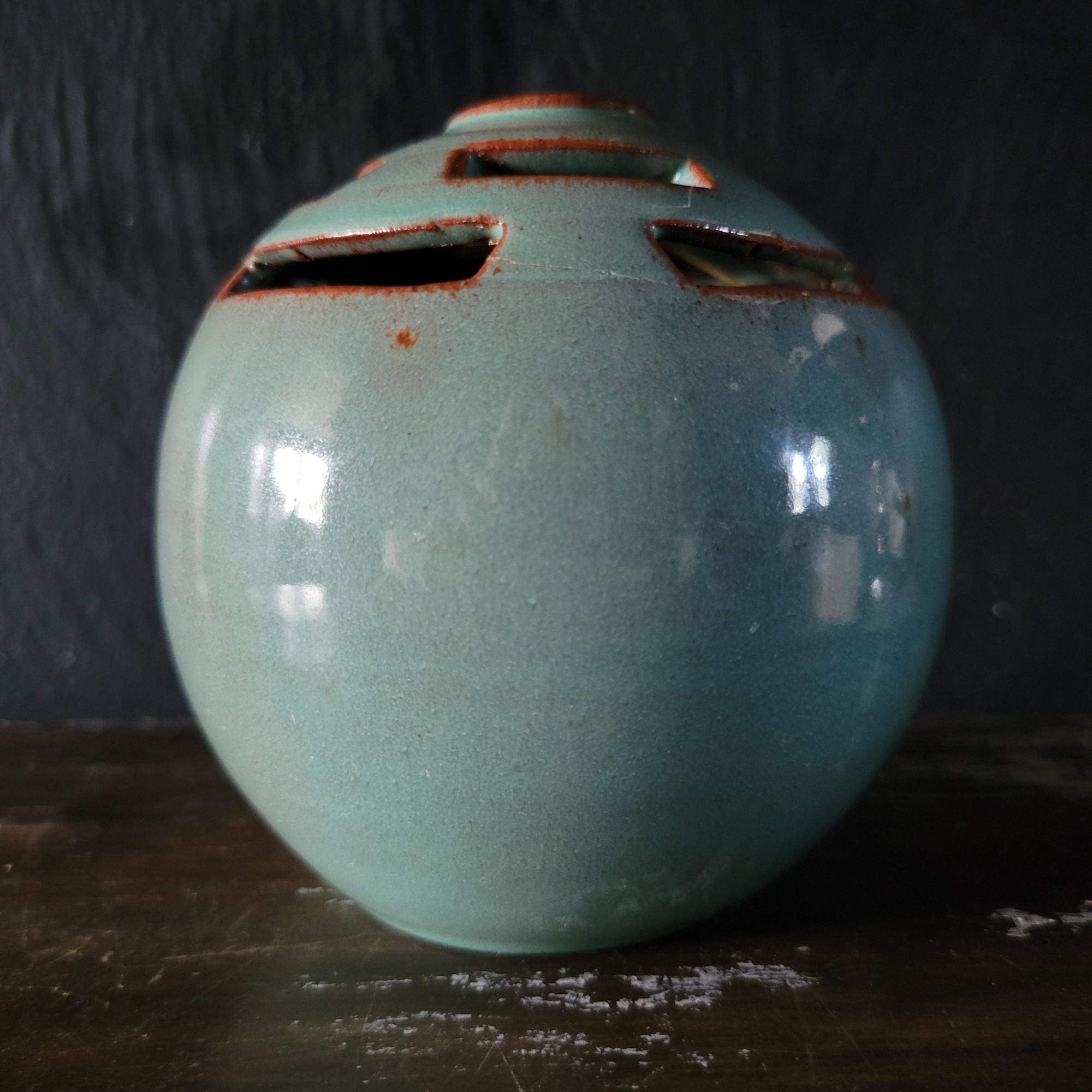 Job Negeim Green Glazed Cape Cod Studio Art Pottery Vase 3.75" Signed *Read