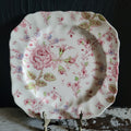 Vintage Johnson Brothers Rose Chintz Pink Square Plate Black Backstamp Ironstone