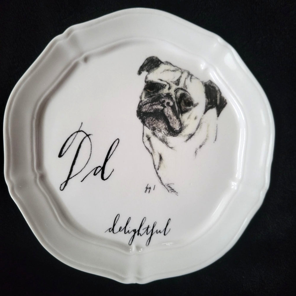 Anthropologie Linea Carta “Dd Delightful” 6.375" Pug Dog Plate By Diva Pyari