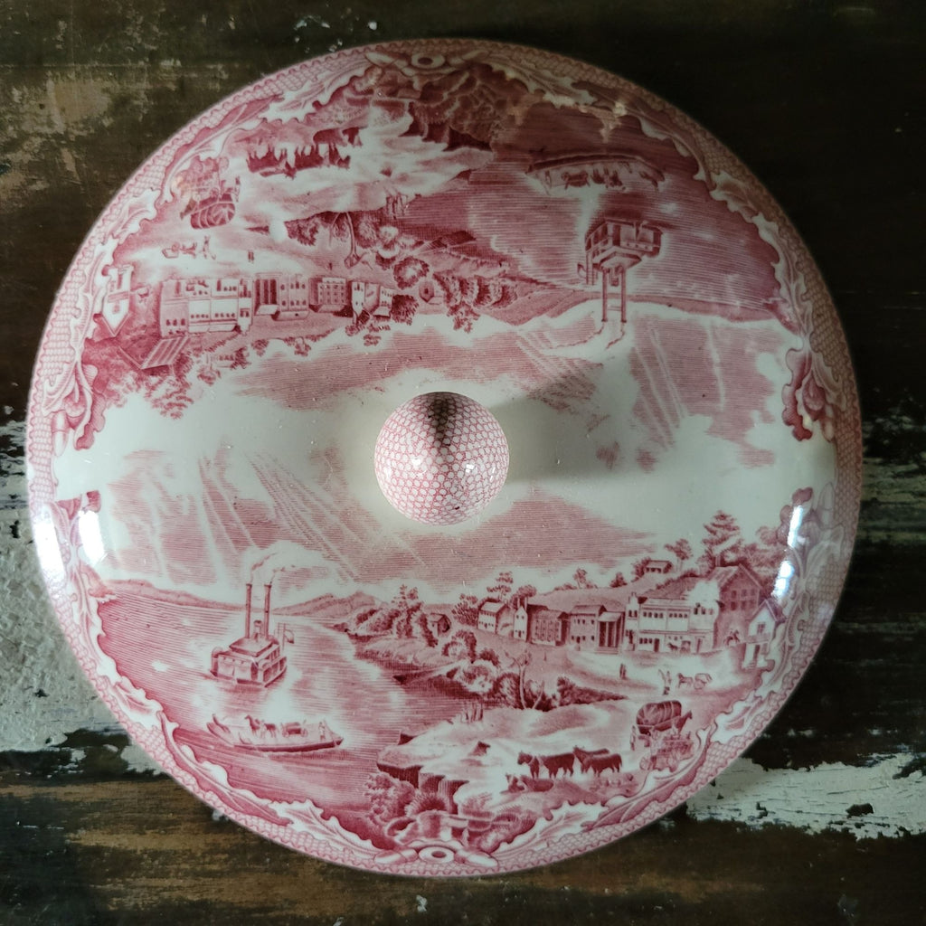 LID for Johnson Bros Pink Historic America Round Covered Vegetable Serving Bowl