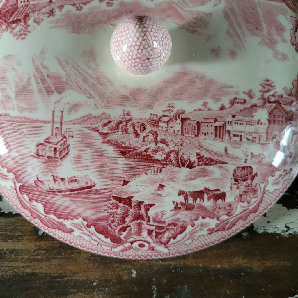 LID for Johnson Bros Pink Historic America Round Covered Vegetable Serving Bowl