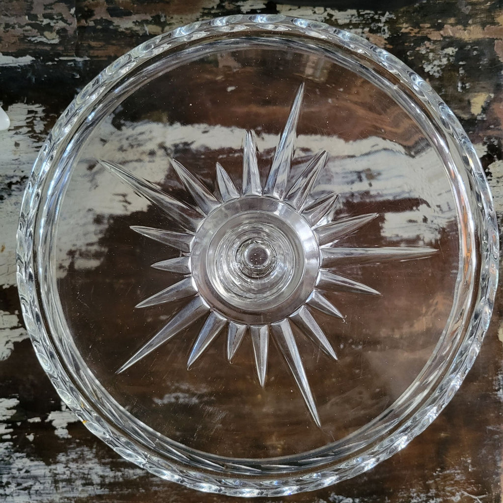 Vintage Indiana Laurel Pattern Glass Cake Stand With Pedestal and Rum Well