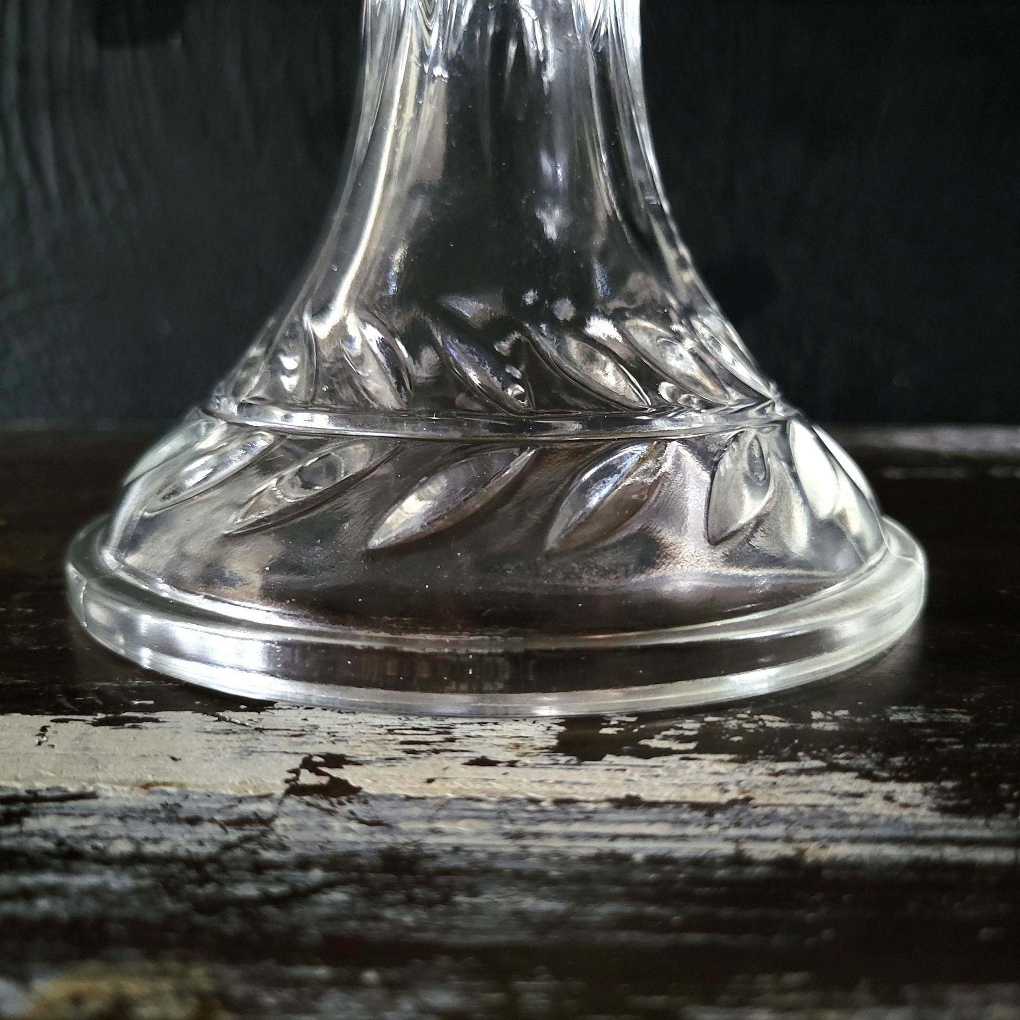Vintage Indiana Laurel Pattern Glass Cake Stand With Pedestal and Rum Well