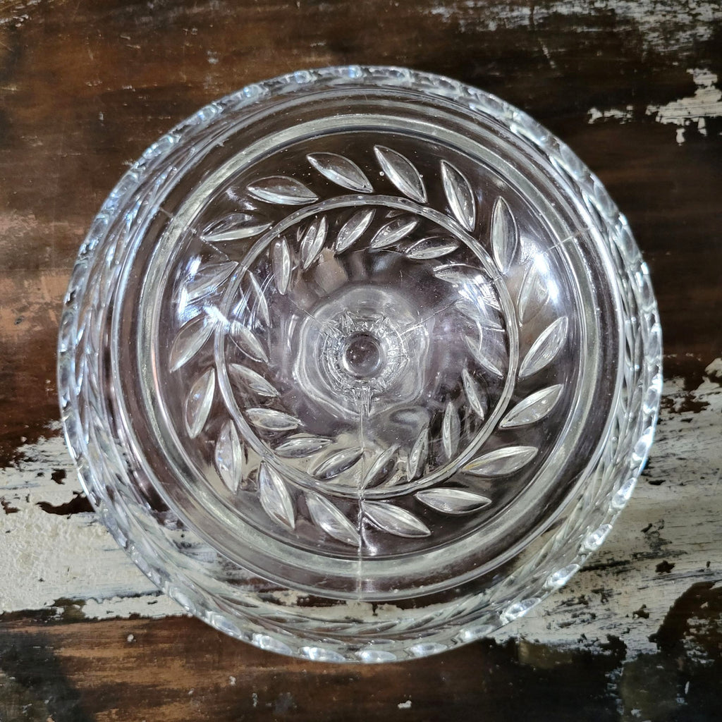 Vintage Indiana Laurel Pattern Glass Cake Stand With Pedestal and Rum Well