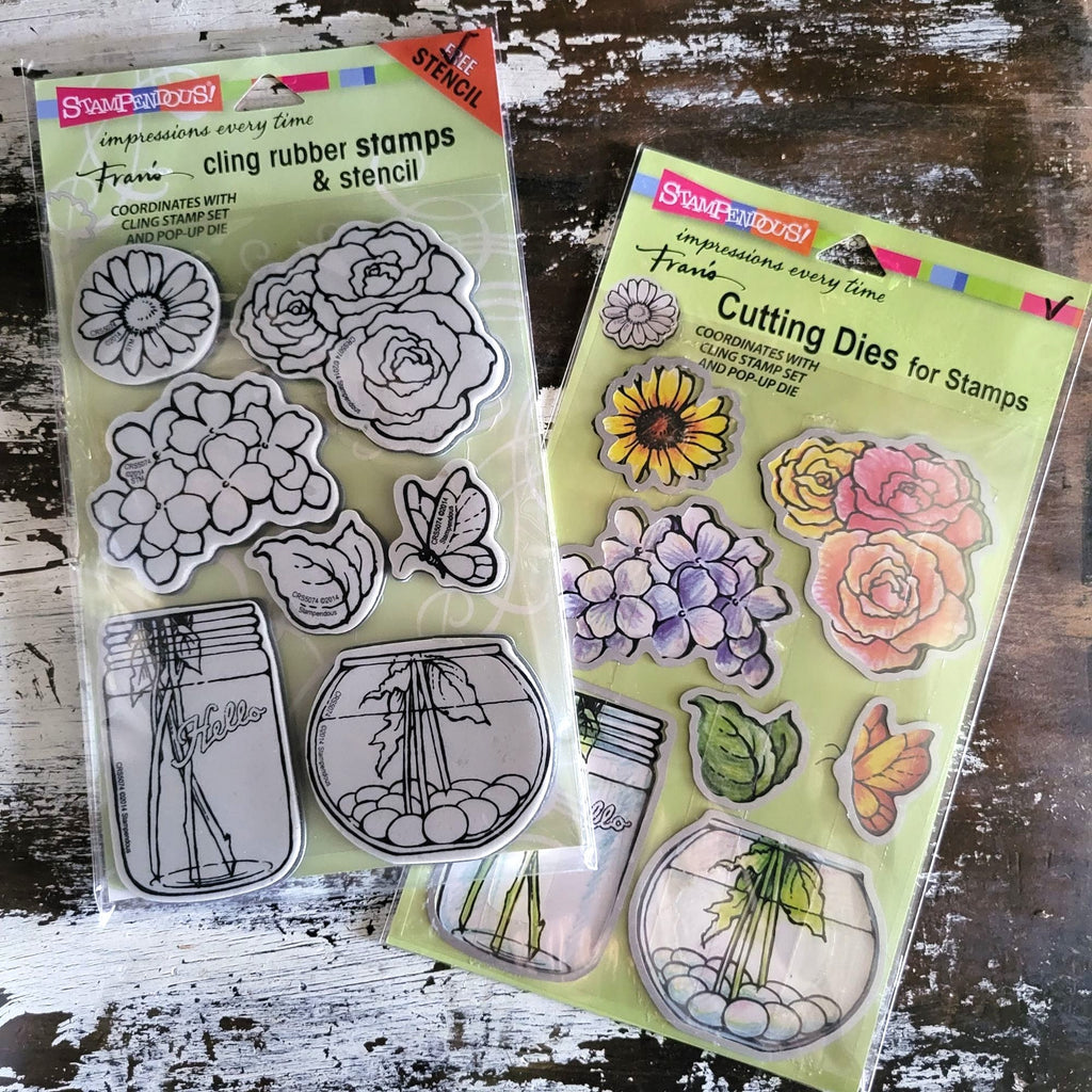 Stampendous Cling Build A Bouquet Rubber Stamp and Coordinating Cutting Die Set