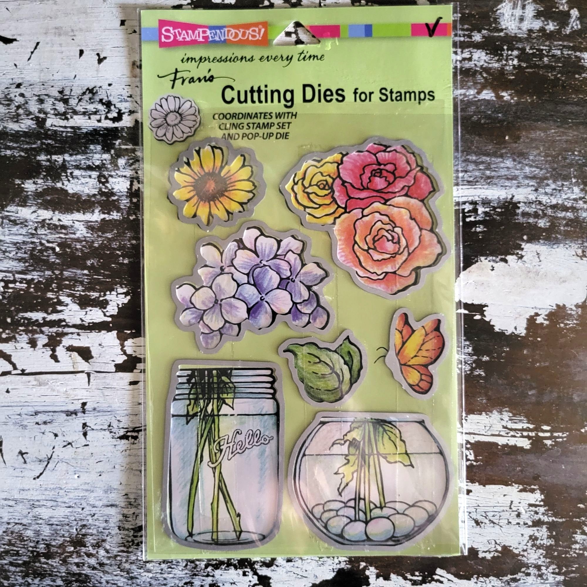 Stampendous Cling Build A Bouquet Rubber Stamp and Coordinating Cutting Die Set
