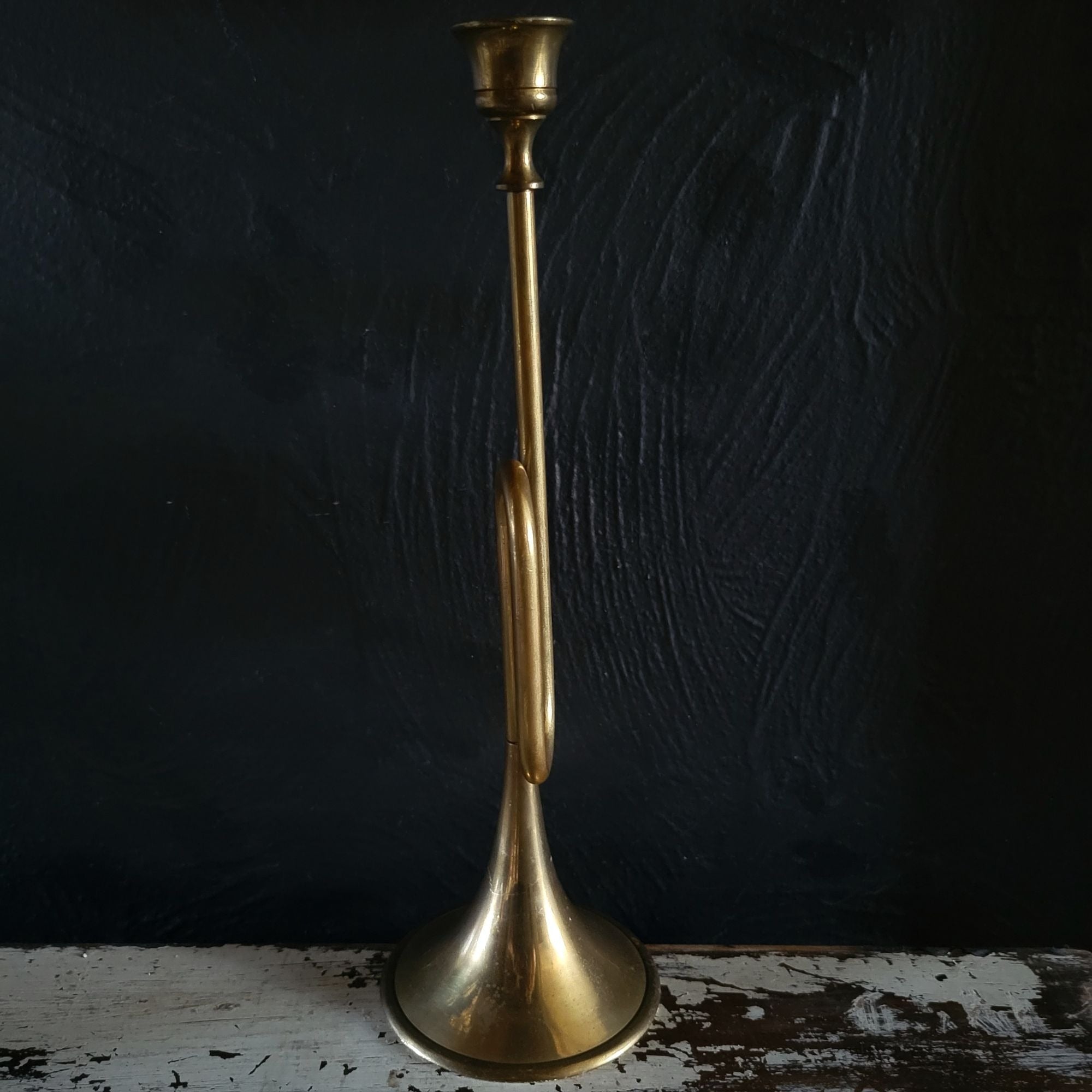 Vintage Brass Horn-Shaped Candle Holder Vintage Christmas Decor