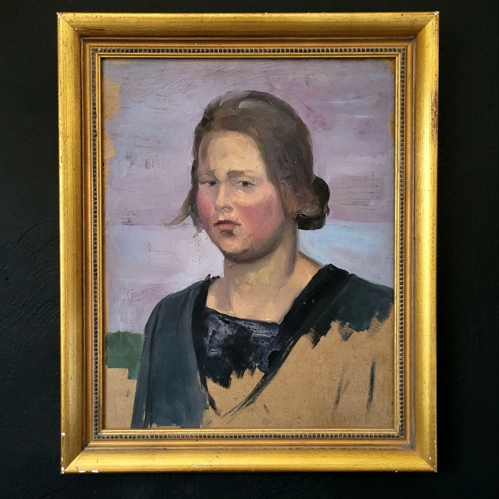 Vintage Oil Portrait Painting Of Woman In Gold Frame (Possibly Pierre Villain)