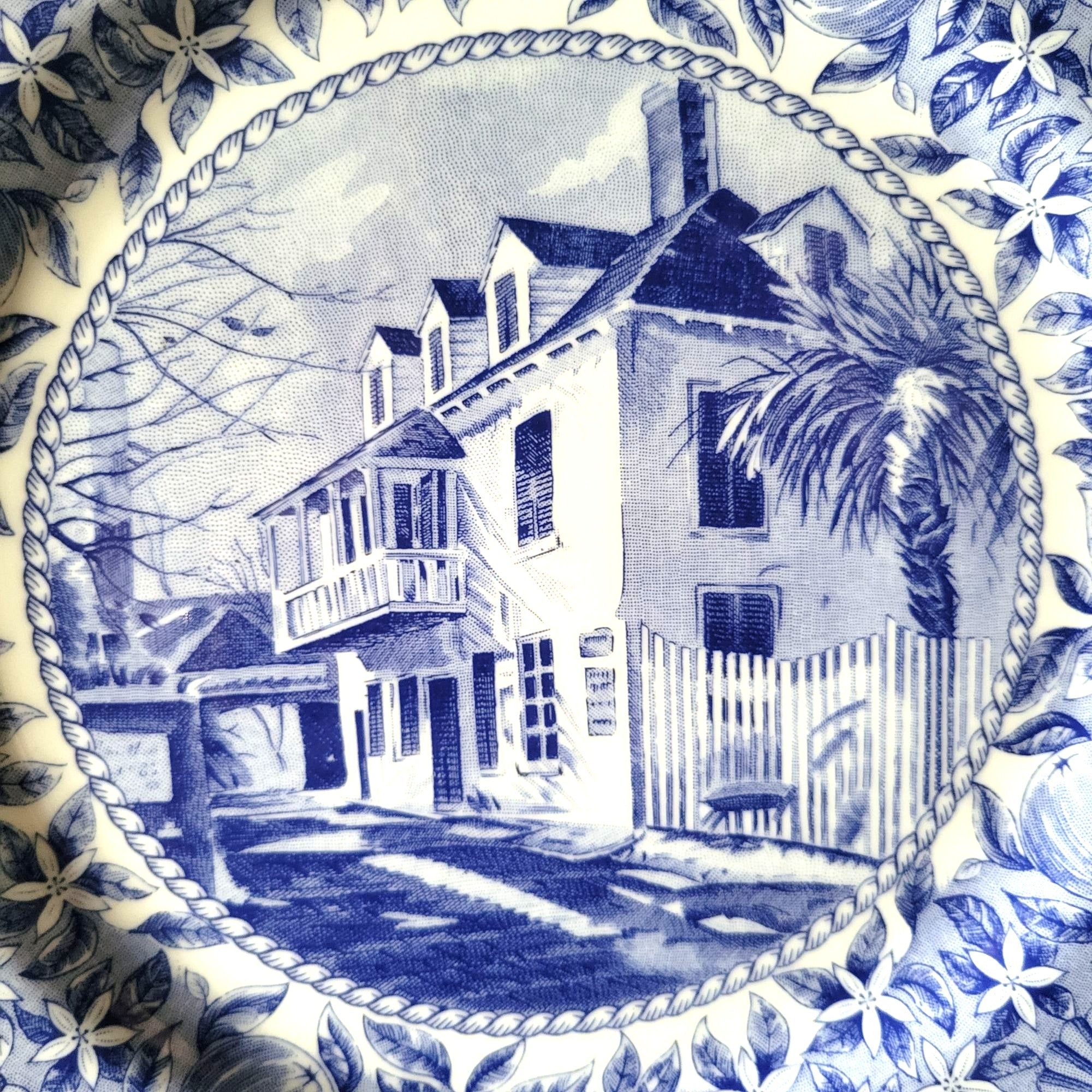 Ximenez-Fatio House Museum St. Augustine Landmark Blue and White Souvenir Plate
