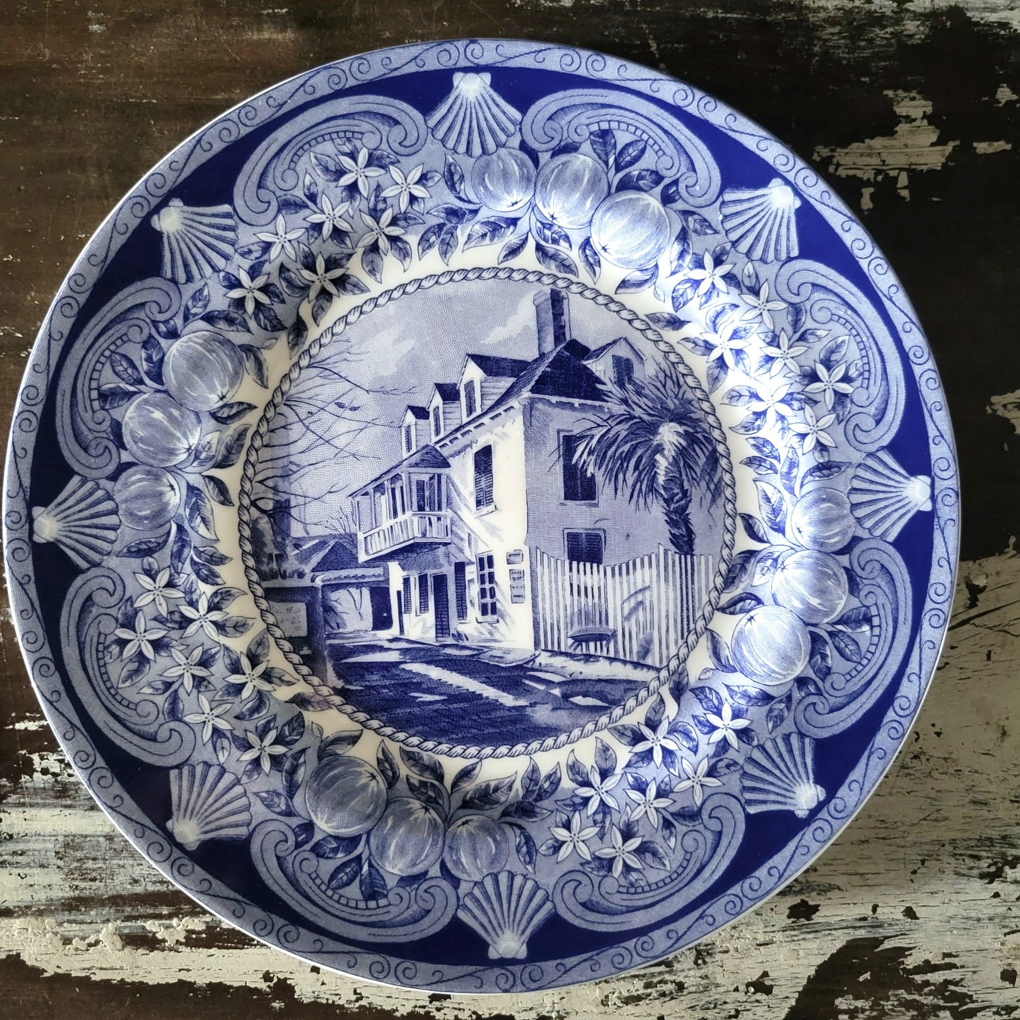 Ximenez-Fatio House Museum St. Augustine Landmark Blue and White Souvenir Plate